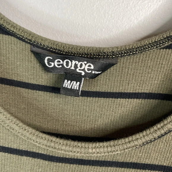 GEORGE Olive Green Ribbed  Bodycon Midi Tank Dress Striped Stretch Size M - Picture 7 of 11